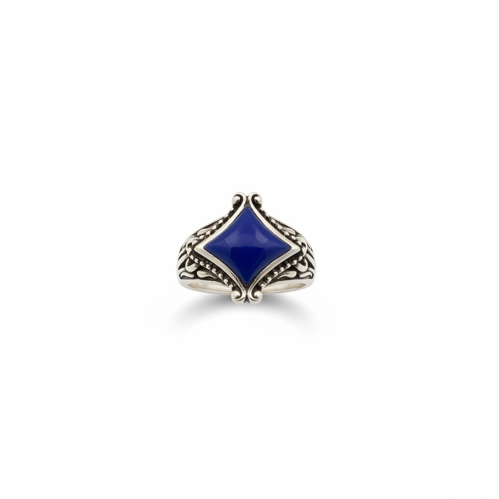 Sterling Silver Lapis Lazuli Ring Size 7 Thailand Blue Stone Vintage Statement